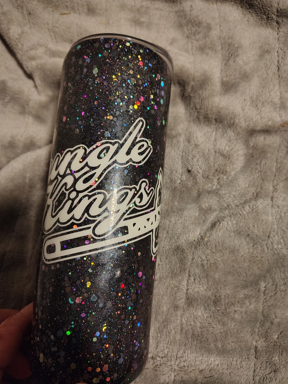 Glitter Black Stainless Tumbler with White Script